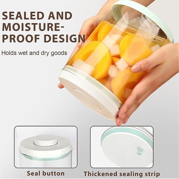 POP-Glass Flour Sugar Airtight Jar Lid 2.2Qt/2L Clear Glass Container Mint Green - Picture 5 of 7